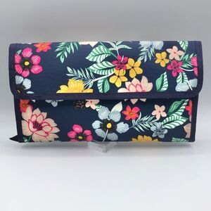 KEEP Collective Blue Floral Trifold Jewelry Organizer Travel Bag Clutch